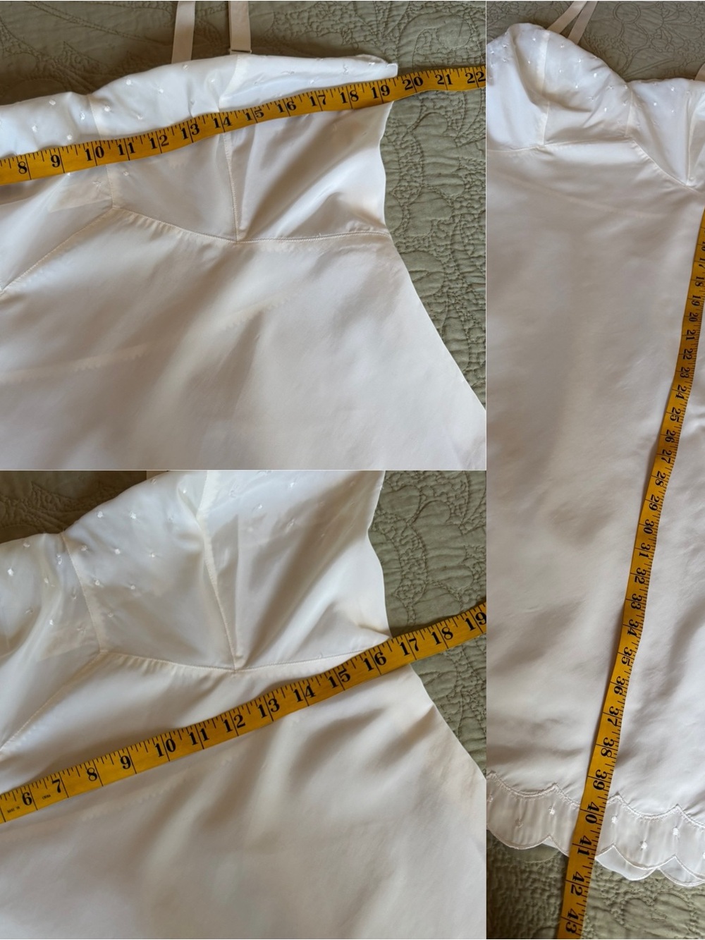 Vintage 1950s Barbizon Candie Tafredda Slip Dress Ivory Scalloped Coquette, L - Picture 16 of 16